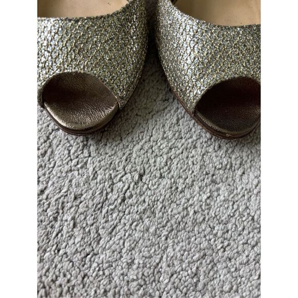 EUC Jimmy Choo Isabel Champagne Glitter Peep-Toe Pumps, Sz 39, $795 - Picture 4 of 11